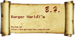 Barger Harlám névjegykártya